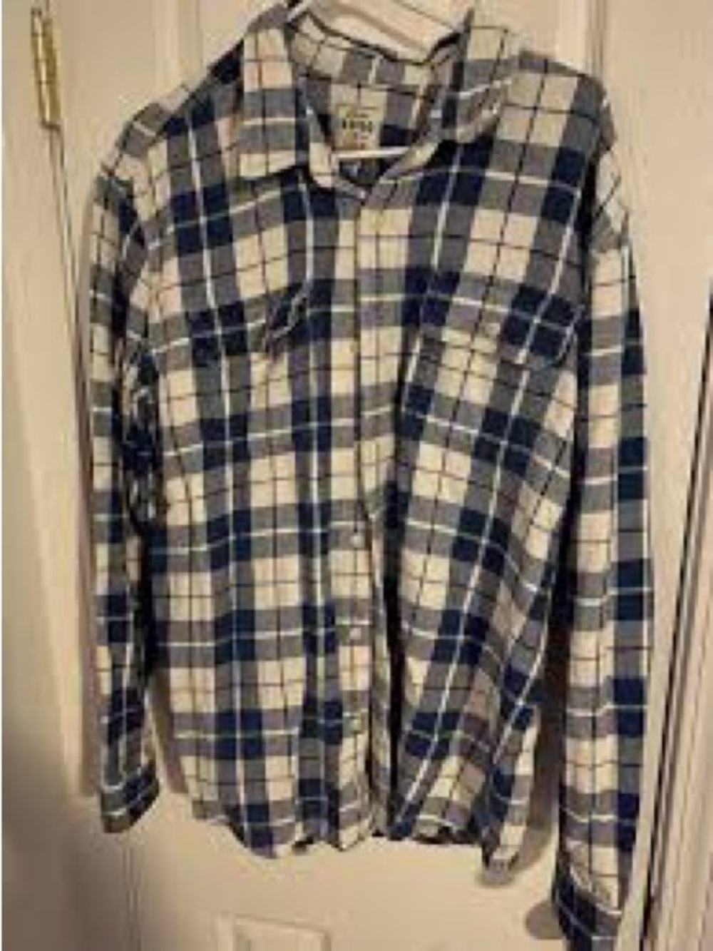 American Eagle Outfitters Plaid Flannel Button-Down Premium Indigo 100% Cotton